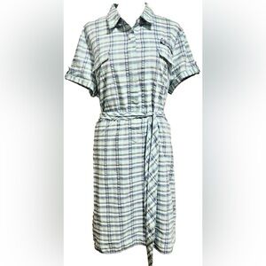 Vineyard Vines blue plaid dress beach light vented preppy *see measurements*